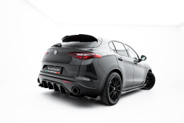 Heck Ansatz Flaps Diffusor V.2 für Alfa Romeo Stelvio Mk1 schwarz Hochglanz
