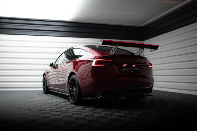Carbon Heck Spoiler Heckflügel Standfuß Innen + LED für Tesla Model 3