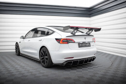 Carbon Heck Spoiler Heckflügel Standfuß Innen + LED für Tesla Model 3