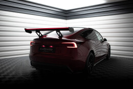 Carbon Heck Spoiler Heckflügel Standfuß Innen + LED für Tesla Model 3