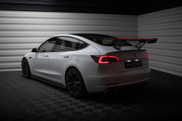 Carbon Heck Spoiler Heckflügel Standfuß Innen + LED für Tesla Model 3