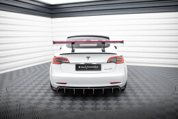 Carbon Heck Spoiler Heckflügel Standfuß Innen + LED für Tesla Model 3