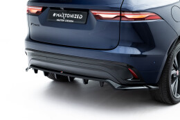 Mittlerer Cup Diffusor DTM Look Heck Ansatz passend für Jaguar F-Pace R-Sport Mk1 Facelift schwarz Hochglanz