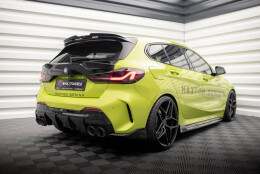 Heck Ansatz Diffusor V.3 + Milltek Sport Auspuff für BMW 1er F40 M135i schwarz Hochglanz - Endrohre Poliert