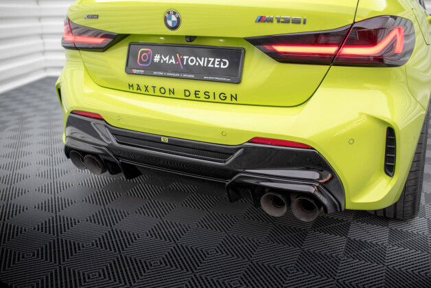 Heck Ansatz Diffusor V.2 + Milltek Sport Auspuff für BMW 1er F40 M135i schwarz Hochglanz - Endrohre Poliert
