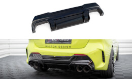 Heck Ansatz Diffusor V.2 + Milltek Sport Auspuff für BMW 1er F40 M135i schwarz Hochglanz - Endrohre Poliert