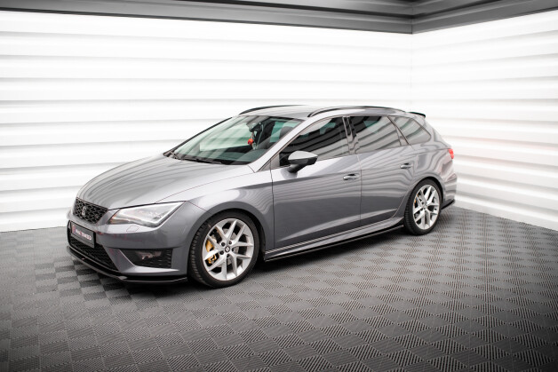Street+ Seitenschweller Leisten V.5 passend für Seat Leon CUPRA / FR / Standard Mk3 / Mk3 FL schwarz Hochglanz