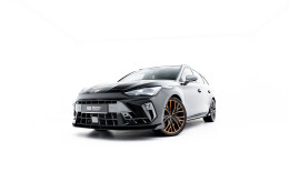 Street Pro Cup Spoilerlippe Front Ansatz + Flaps für Cupra Leon ST / Hatchback Mk1 Facelift schwarz + Flaps Hochglanz