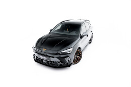 Street Pro Cup Spoilerlippe Front Ansatz + Flaps für Cupra Leon ST / Hatchback Mk1 Facelift schwarz + Flaps Hochglanz