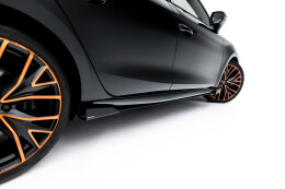 Street Pro Seitenschweller Ansatz Cup Leisten + Flaps für Cupra Leon ST / Hatchback Aero Mk1 / Mk1 Facelift schwarz Hochglanz