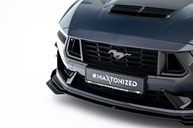 Street Pro Cup Spoilerlippe Front Ansatz + Flaps für Ford Mustang Dark Horse Mk7 rot + Flaps Hochglanz