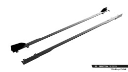 Street Pro Seitenschweller Ansatz Cup Leisten + Flaps für Audi A5 S-Line / S5 Limousine / Avant B10 rot + Flaps Hochglanz