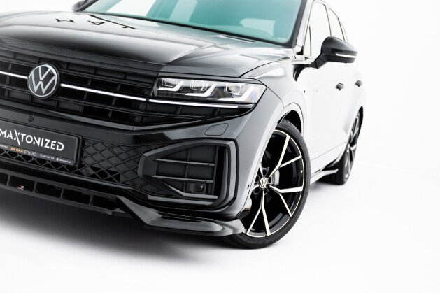 Cup Spoilerlippe Front Ansatz für VW Touareg R-Line Mk3 Facelift schwarz Hochglanz