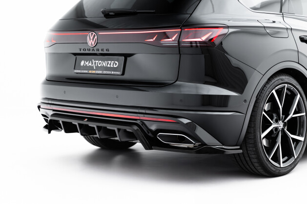 Mittlerer Cup Diffusor DTM Look Heck Ansatz für VW Touareg R-Line Mk3 Facelift schwarz Hochglanz
