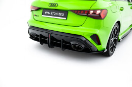 Street Pro Heckschürze + Flaps für Audi RS3 Sportback 8Y Facelift schwarz + Flaps Hochglanz