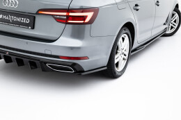 Heck Ansatz Flaps Diffusor für Audi A4 / A4 S-Line / S4 Limousine / Avant B9 schwarz Hochglanz