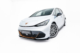 Street Pro Cup Spoilerlippe Front Ansatz + Flaps für Cupra Born Mk1 schwarz Hochglanz