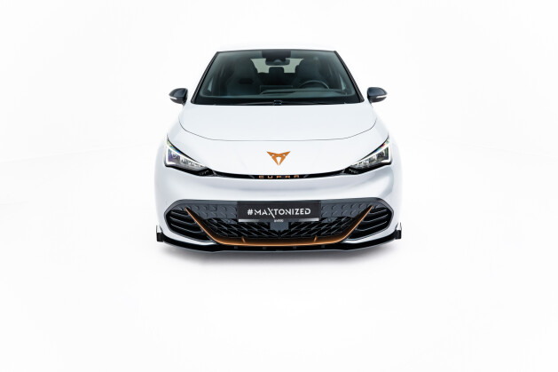 Street Pro Spoilerlippe Front Ansatz + Flaps passend für CUPRA Born Mk1 rot+ Hochglanz Flaps