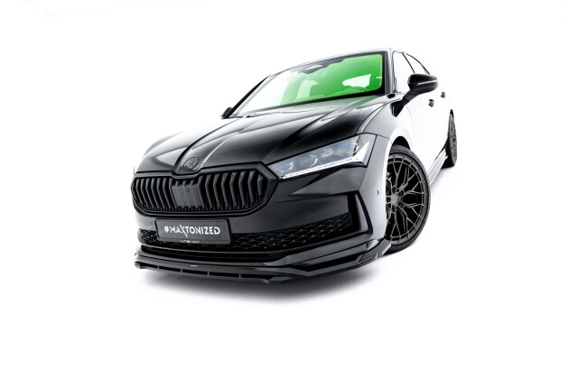 Cup Spoilerlippe Front Ansatz V.1 für Skoda Superb Sportline Mk4 schwarz Hochglanz