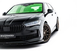 Street+ Spoilerlippe Front Ansatz V.1 passend für Skoda Superb Sportline Mk4 schwarz Hochglanz