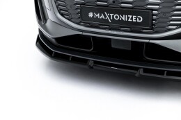 Cup Spoilerlippe Front Ansatz für Audi Q6 e-tron Standard / S-Line / SQ6 e-tron SUV / Sportback Mk1 schwarz Hochglanz