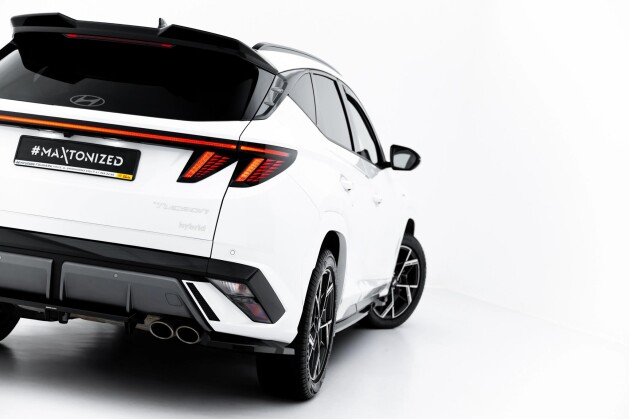 Mittlerer Cup Diffusor DTM Look Heck Ansatz für Hyundai Tucson N-Line Mk4 Facelift schwarz Hochglanz