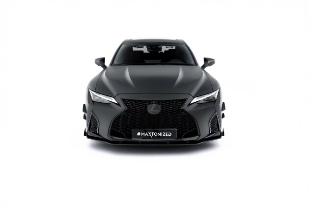 Street Pro Cup Spoilerlippe Front Ansatz + Flaps für Lexus IS 500 Mk3 Facelift 2 (XE30) schwarz Hochglanz