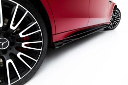 Seitenschweller Ansatz Cup Leisten für Mercedes-AMG E53 Limousine / Kombi W214 schwarz Hochglanz