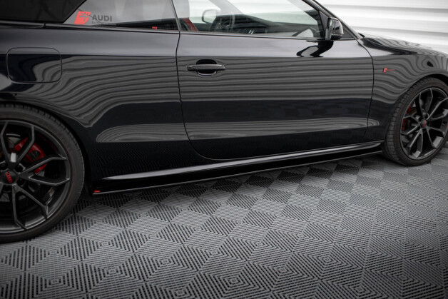 Seitenschweller Ansatz Cup Leisten passend für Audi S5 / A5 / A5 S-Line 8T / 8T FL schwarz Hochglanz