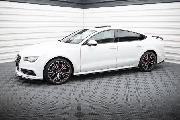 Seitenschweller Ansatz Cup Leisten passend für Audi S7 / A7 S-Line C7 FL schwarz Hochglanz