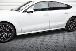 Seitenschweller Ansatz Cup Leisten passend für Audi S7 / A7 S-Line C7 FL schwarz Hochglanz