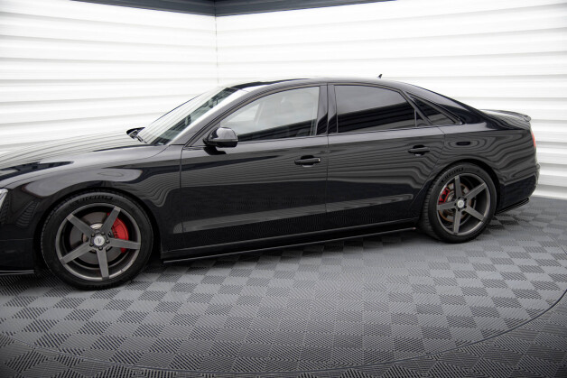 Street+ Seitenschweller Leisten passend für Audi A8 D4 schwarz Hochglanz