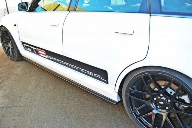 Seitenschweller Ansatz Cup Leisten passend für AUDI RS4 B5 schwarz Hochglanz