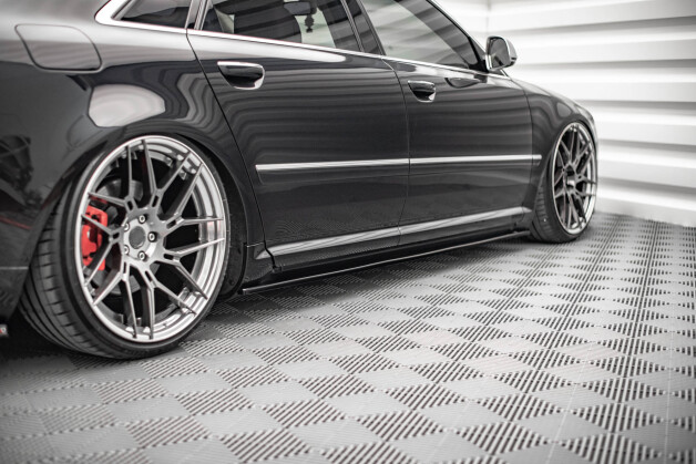 Seitenschweller Ansatz Cup Leisten passend für AUDI S8 D3 schwarz Hochglanz