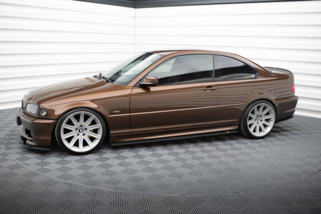 Seitenschweller Ansatz Cup Leisten V.1 passend für BMW 3er E46 M Paket COUPE schwarz Hochglanz