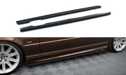 Seitenschweller Ansatz Cup Leisten V.1 passend für BMW 3er E46 M Paket COUPE schwarz Hochglanz
