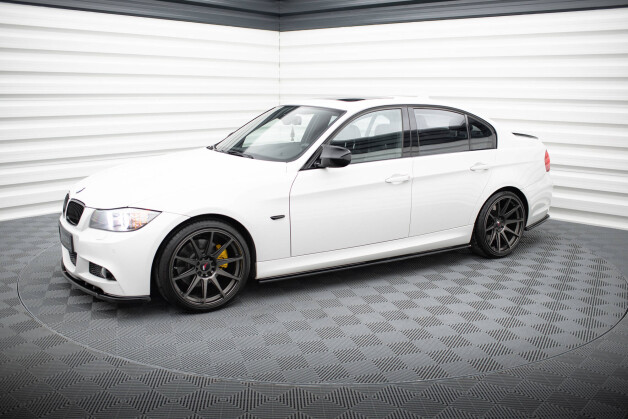 Seitenschweller Ansatz Cup Leisten für BMW 3er M-Paket Limousine / Touring E90 / E91 schwarz Hochglanz