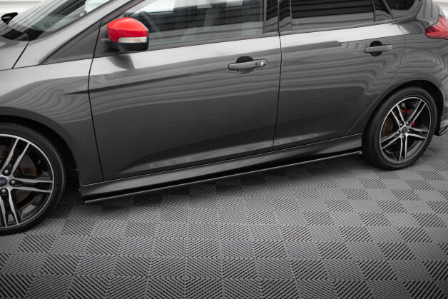 Seitenschweller Ansatz Cup Leisten passend für Ford Focus ST / ST-Line Mk3 / Mk3 FL Hatchback / Kombi schwarz Hochglanz
