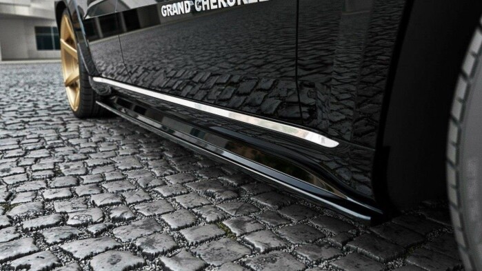 Seitenschweller Ansatz Cup Leisten für Jeep Grand Cherokee WK2 Summit Facelift schwarz Hochglanz