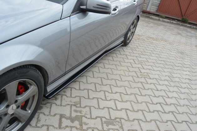 Seitenschweller Ansatz Cup Leisten passend für Mercedes-Benz C Limousine / Kombi AMG-Line W204 / S204 schwarz Hochglanz
