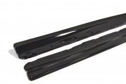 Seitenschweller Ansatz Cup Leisten für MERCEDES C-KLASSE W204 Facelift schwarz Hochglanz