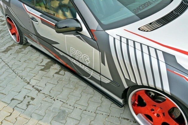Seitenschweller Ansatz Cup Leisten passend für MERCEDES CL-KLASSE C215 schwarz Hochglanz