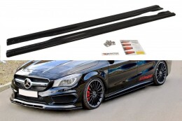 Seitenschweller Ansatz Cup Leisten passend für MERCEDES CLA 45 AMG C117/A45 AMG W176 (vor Facelift) schwarz Hochglanz