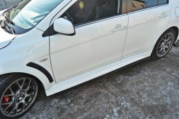Seitenschweller Ansatz Cup Leisten passend für Mitsubishi Lancer Evo X schwarz Hochglanz