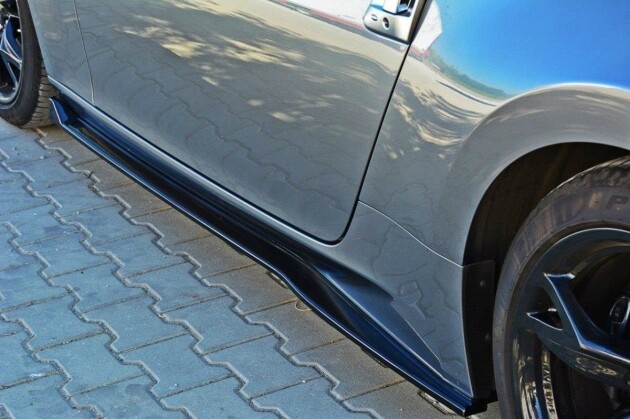 Seitenschweller Ansatz Cup Leisten für V.1 für Nissan 370Z schwarz Hochglanz