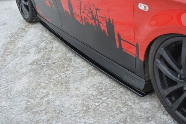 Seitenschweller Ansatz Cup Leisten für Seat Leon MS Design Mk2 schwarz Hochglanz