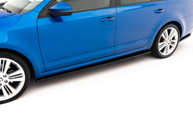 Seitenschweller Ansatz Cup Leisten für Skoda Octavia RS Hatchback / Combi Mk3 / Mk3 Facelift schwarz Hochglanz