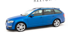 Seitenschweller Ansatz Cup Leisten passend für Skoda Octavia RS Mk3 / Mk3 FL Hatchback / Kombi schwarz Hochglanz
