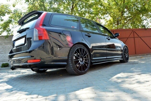Seitenschweller Ansatz Cup Leisten passend für VOLVO V50F R-DESIGN schwarz Hochglanz