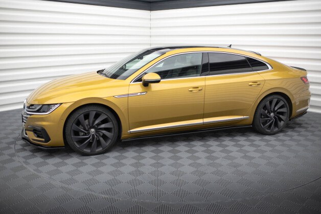 Seitenschweller Ansatz Cup Leisten für VW Arteon R-Line Limousine / Shooting Brake Mk1 schwarz Hochglanz